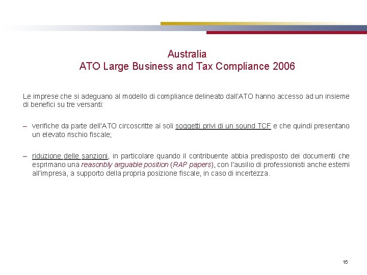 Australia ATO Large Business and Tax Compliance 2006 Le imprese che si adeguano al
