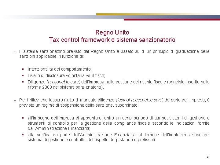 Regno Unito Tax control framework e sistema sanzionatorio – Il sistema sanzionatorio previsto dal