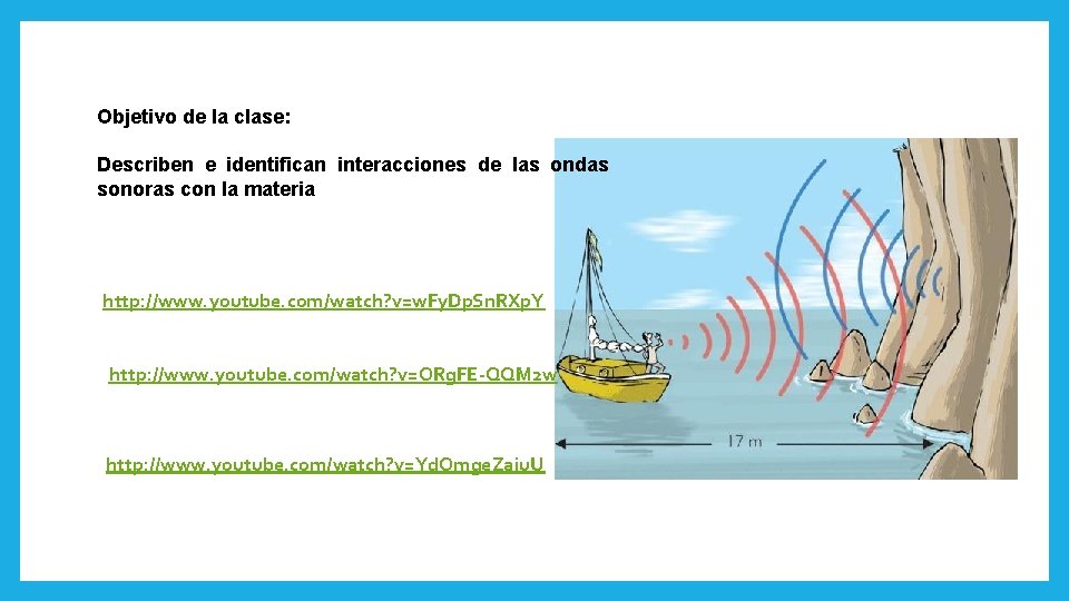 Objetivo de la clase: Describen e identifican interacciones de las ondas sonoras con la