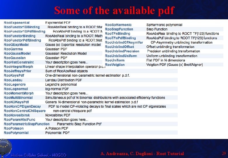 Some of the available pdf A. Andreazza, C. Doglioni - Root Tutorial 29 