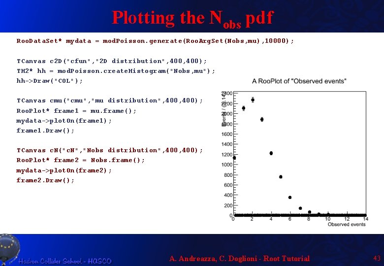 Plotting the Nobs pdf Roo. Data. Set* mydata = mod. Poisson. generate(Roo. Arg. Set(Nobs,