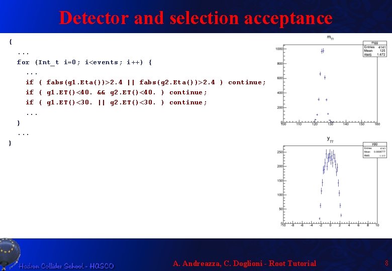 Detector and selection acceptance {. . . for (Int_t i=0; i<events; i++) {. .