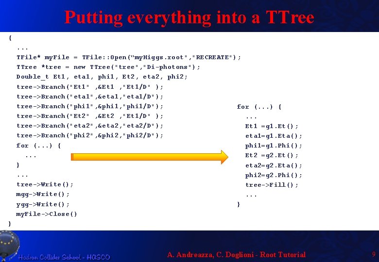 Putting everything into a TTree {. . . TFile* my. File = TFile: :