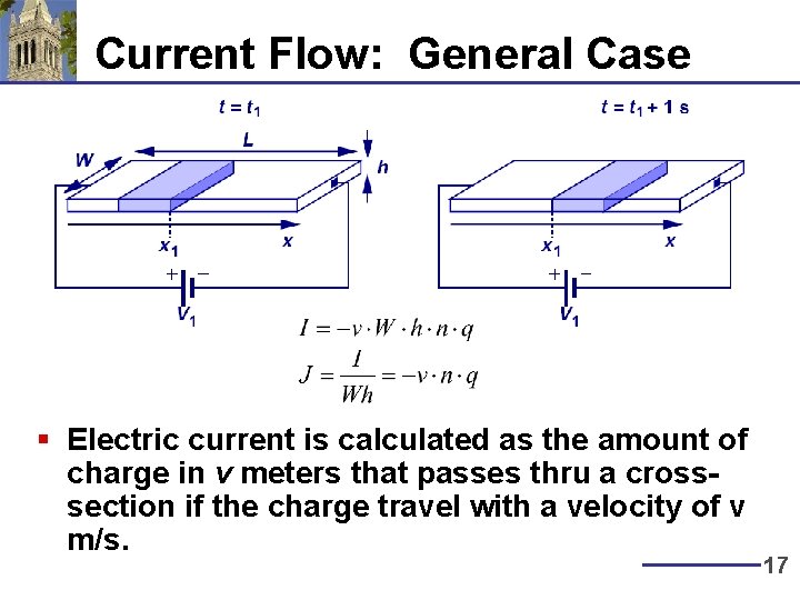 Current Flow: General Case § Electric current is calculated as the amount of charge Current Flow: General Case § Electric current is calculated as the amount of charge