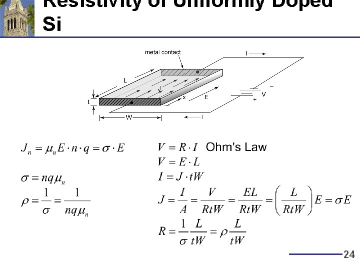 Resistivity of Uniformly Doped Si 24 Resistivity of Uniformly Doped Si 24