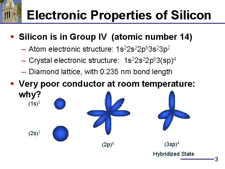 Electronic Properties of Silicon § Silicon is in Group IV (atomic number 14) – Electronic Properties of Silicon § Silicon is in Group IV (atomic number 14) –