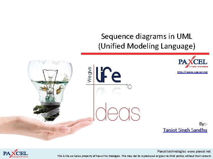 Sequence diagrams in UML (Unified Modeling Language) http: //www. paxcel. net By: Tanjot Singh