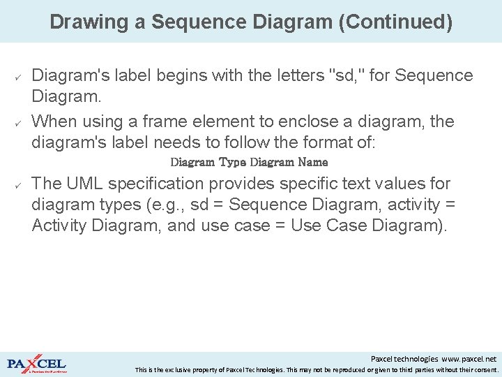 Drawing a Sequence Diagram (Continued) Diagram's label begins with the letters "sd, " for