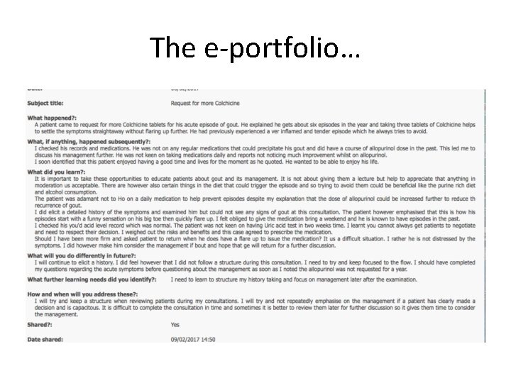 The e-portfolio… 