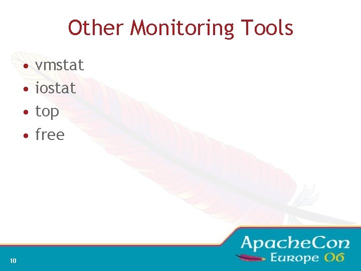 Other Monitoring Tools • • 10 vmstat iostat top free 