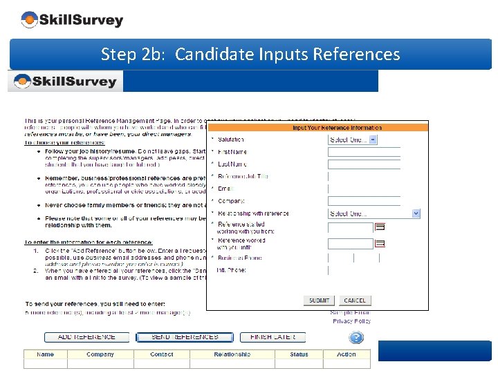 Step 2 b: Candidate Inputs References 