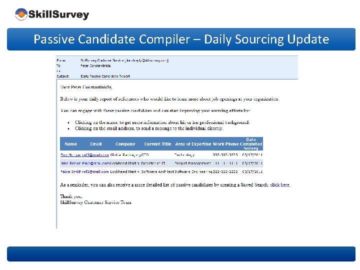 Passive Candidate Compiler – Daily Sourcing Update 