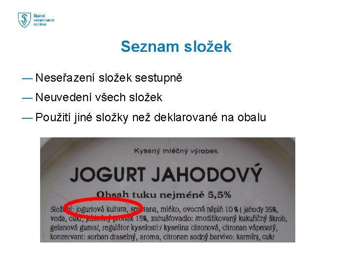 Seznam složek ― Neseřazení složek sestupně ― Neuvedení všech složek ― Použití jiné složky