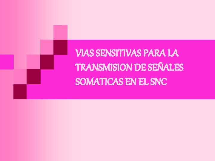 VIAS SENSITIVAS PARA LA TRANSMISION DE SEÑALES SOMATICAS EN EL SNC 