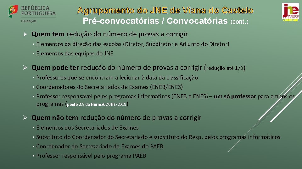 Agrupamento do JNE de Viana do Castelo Pré-convocatórias / Convocatórias (cont. ) Ø 4