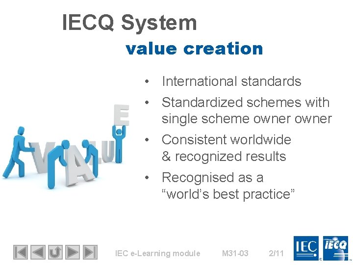 IECQ System value creation • International standards • Standardized schemes with single scheme owner