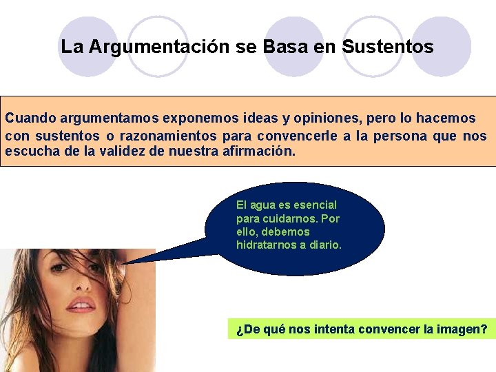 La Argumentación se Basa en Sustentos Cuando argumentamos exponemos ideas y opiniones, pero lo