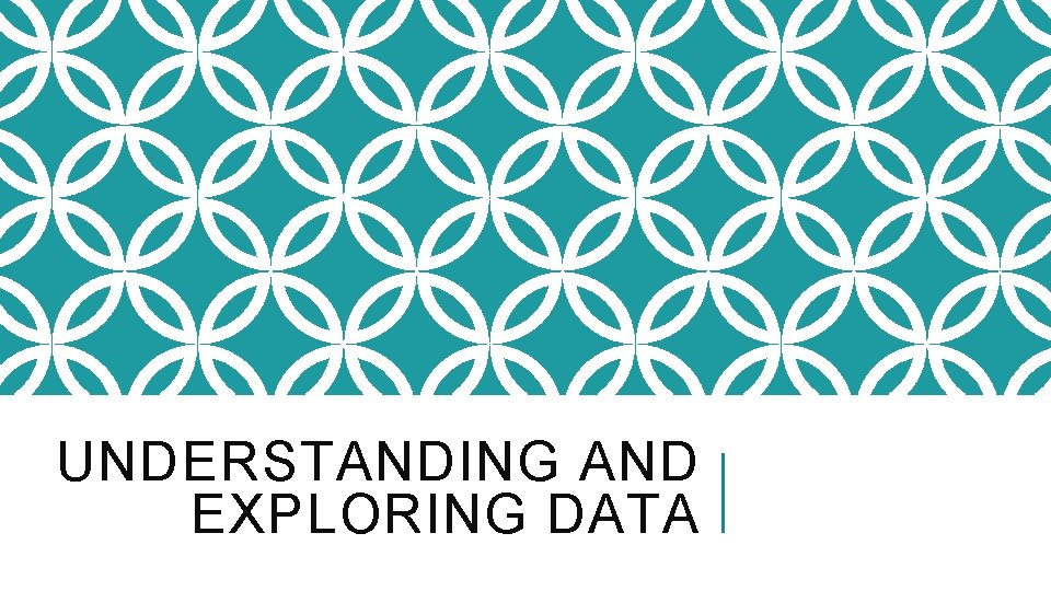 UNDERSTANDING AND EXPLORING DATA 