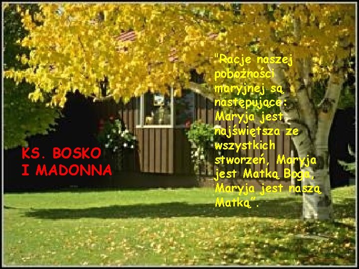 KS. BOSKO I MADONNA "Racje naszej pobożności maryjnej są następujące: Maryja jest najświętsza ze