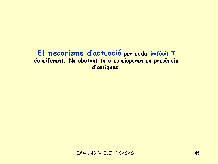 El mecanisme d’actuació per cada limfòcit T és diferent. No obstant tots es disparen