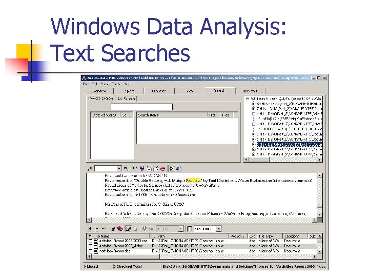 Windows Data Analysis: Text Searches 