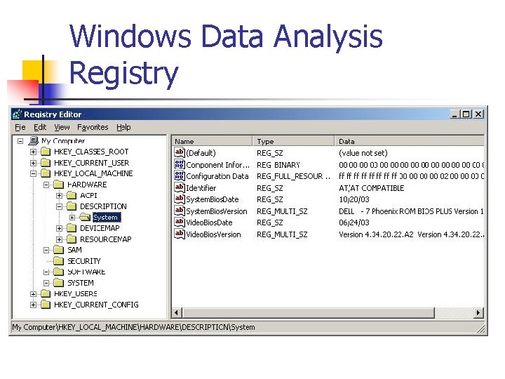 Windows Data Analysis Registry 