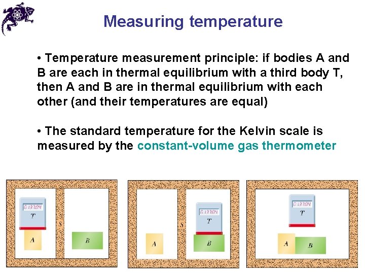 Measuring temperature • Temperature measurement principle: if bodies A and B are each in Measuring temperature • Temperature measurement principle: if bodies A and B are each in