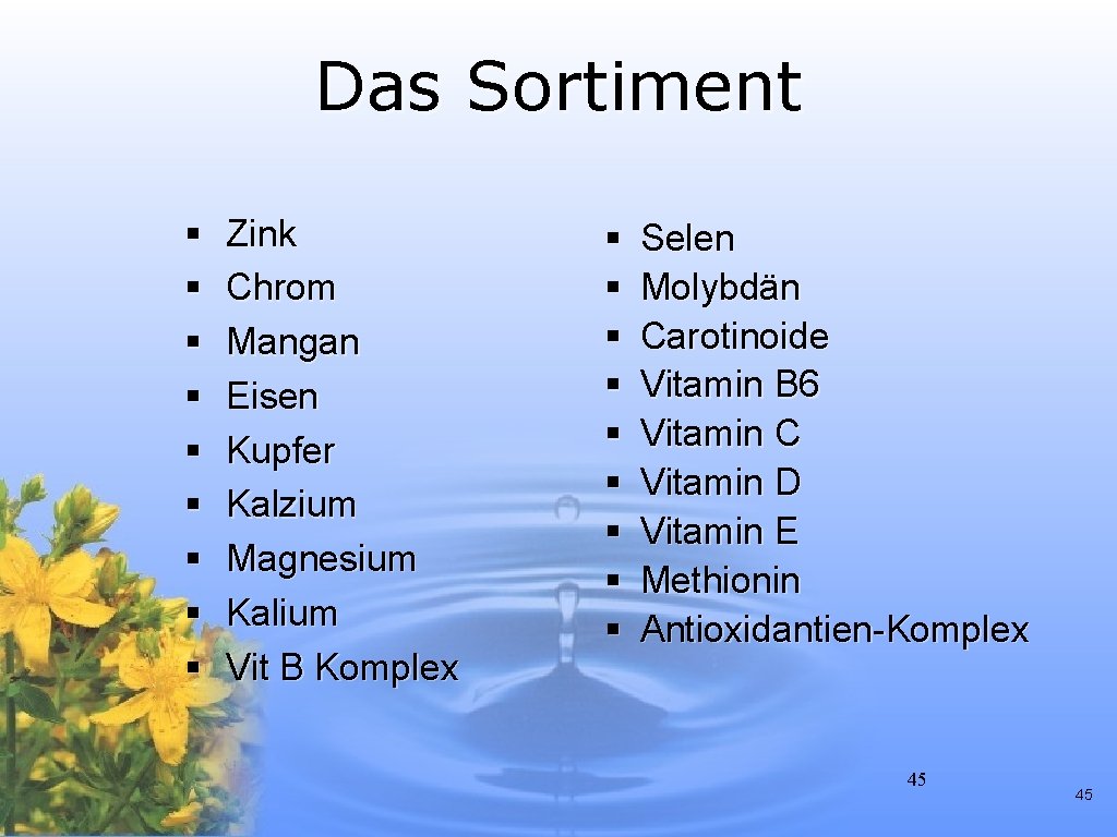 Das Sortiment § § § § § Zink Chrom Mangan Eisen Kupfer Kalzium Magnesium