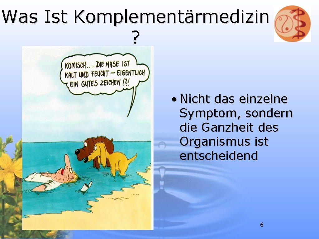 Was Ist Komplementärmedizin ? • Nicht das einzelne Symptom, sondern die Ganzheit des Organismus