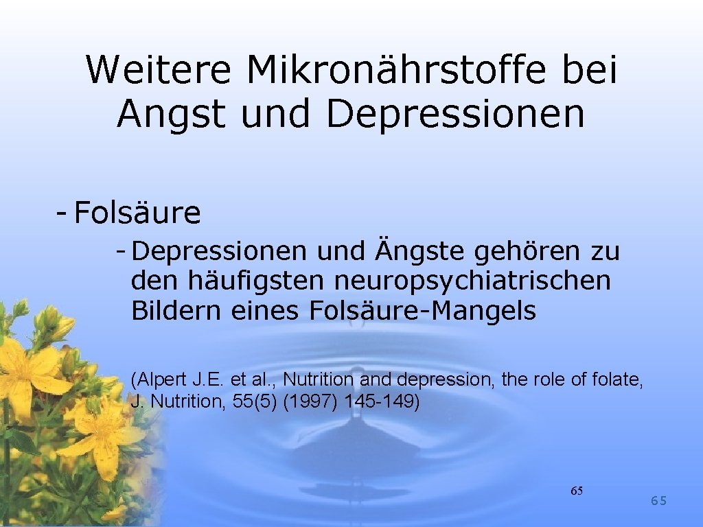 Weitere Mikronährstoffe bei Angst und Depressionen - Folsäure - Depressionen und Ängste gehören zu