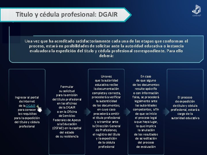 Título y cédula profesional: DGAIR Una vez que ha acreditado satisfactoriamente cada una de
