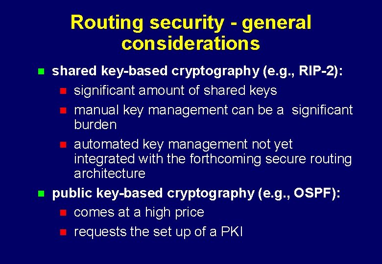 Security Issues in Control Management and Routing Protocols