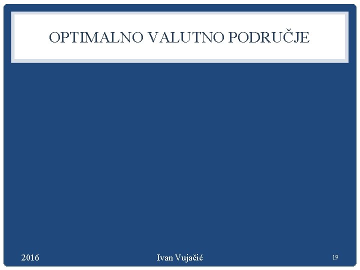 OPTIMALNO VALUTNO PODRUČJE 2016 Ivan Vujačić 19 