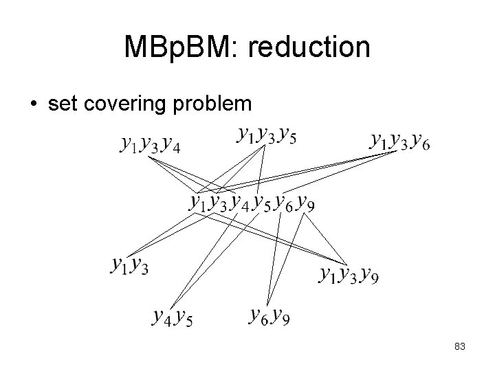 MBp. BM: reduction • set covering problem 83 