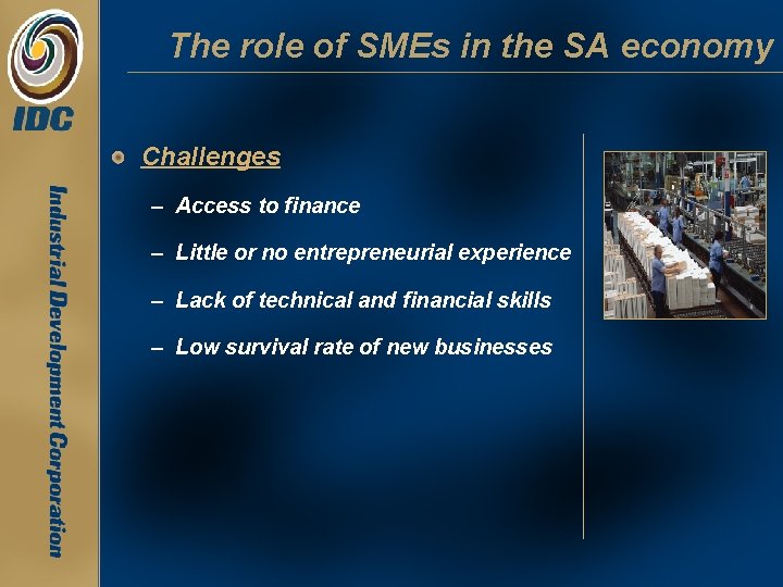 The role of SMEs in the SA economy Challenges – Access to finance – The role of SMEs in the SA economy Challenges – Access to finance –