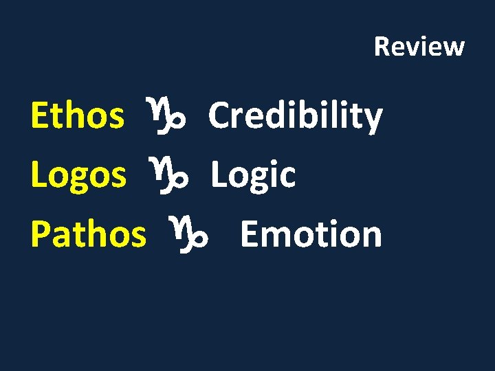 Review Ethos Credibility Logos Logic Pathos Emotion 
