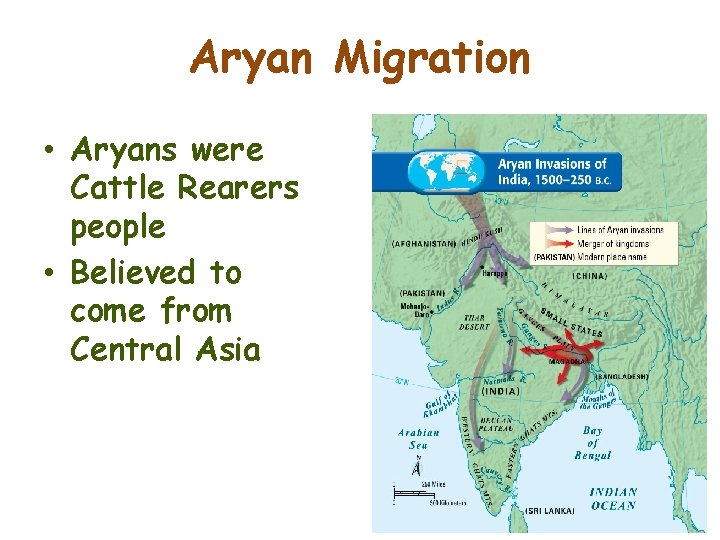 Aryan Migration • Aryans were Cattle Rearers people • Believed to come from Central