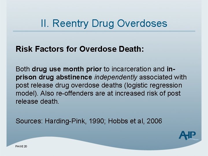 II. Reentry Drug Overdoses Risk Factors for Overdose Death: Both drug use month prior