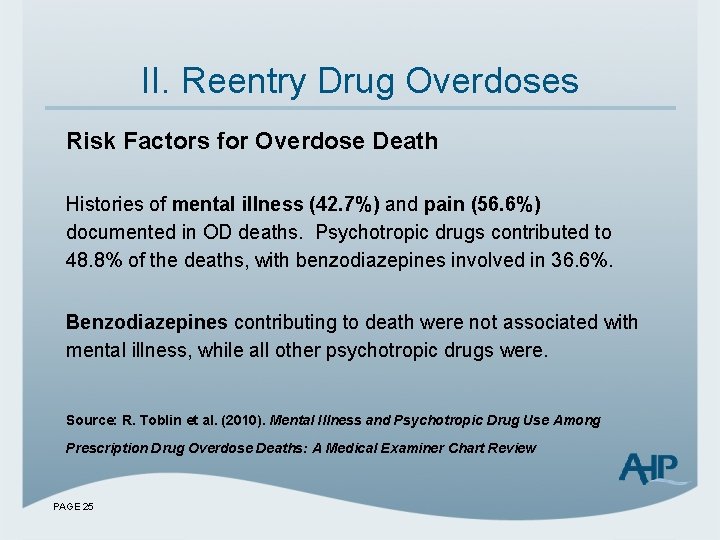 II. Reentry Drug Overdoses Risk Factors for Overdose Death Histories of mental illness (42.