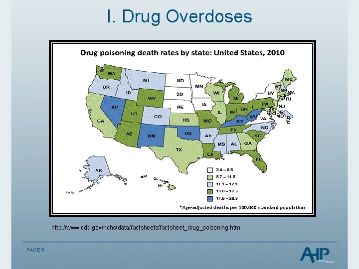 I. Drug Overdoses http: //www. cdc. gov/nchs/data/factsheets/factsheet_drug_poisoning. htm PAGE 5 