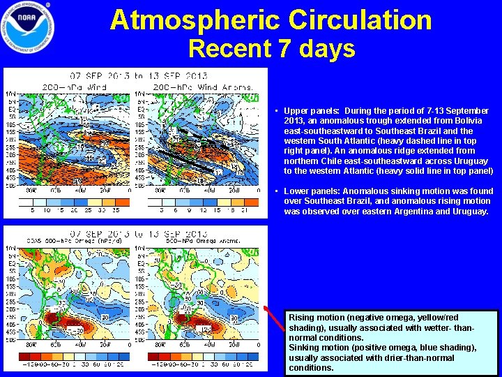 Atmospheric Circulation Recent 7 days • Upper panels: During the period of 7 -13