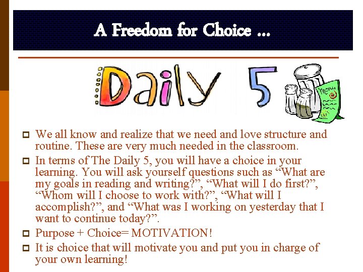 A Freedom for Choice … p p We all know and realize that we