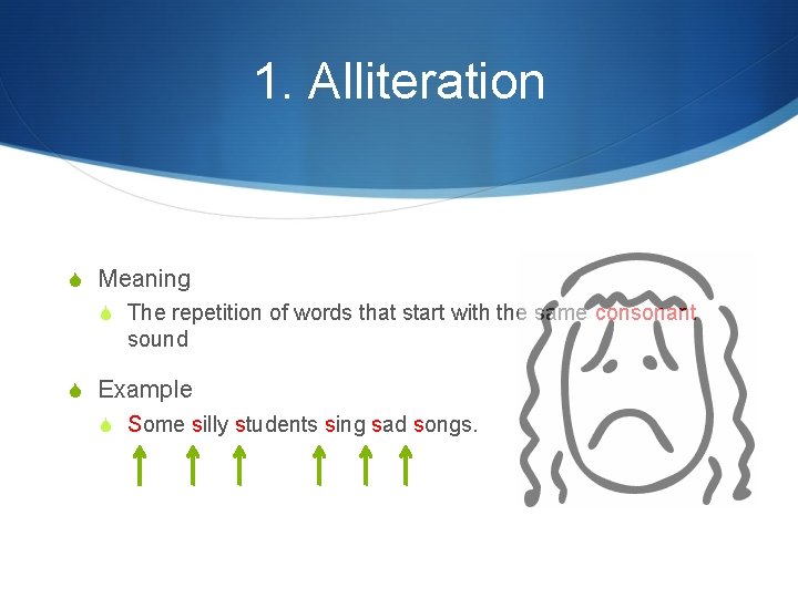 1. Alliteration S Meaning S The repetition of words that start with the same
