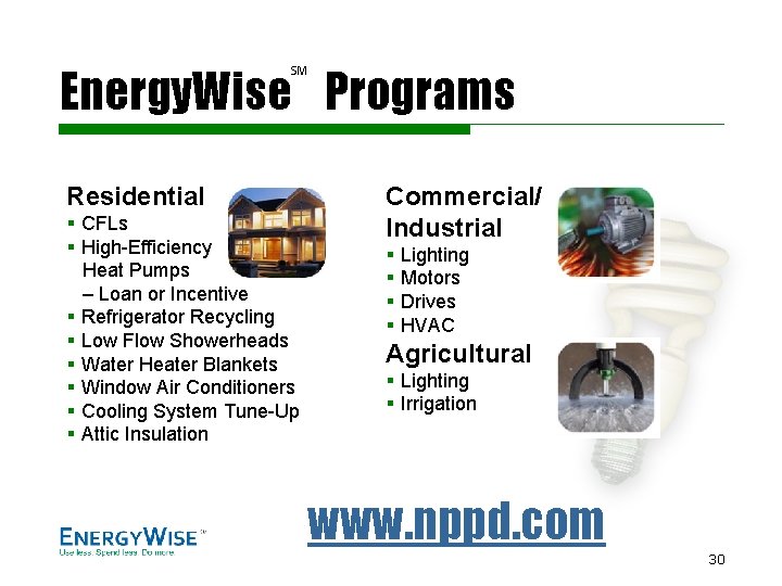 Energy. Wise Programs SM Residential § CFLs § High-Efficiency Heat Pumps – Loan or