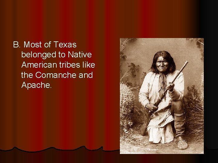 B. Most of Texas belonged to Native American tribes like the Comanche and Apache.