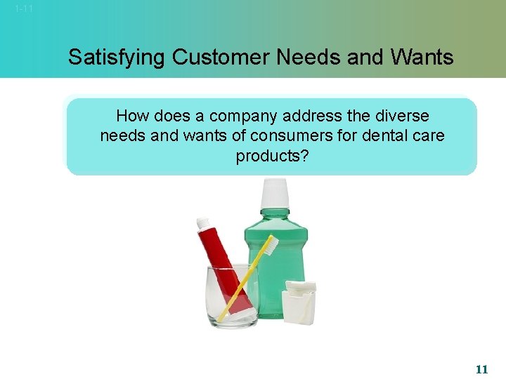 1 -11 Satisfying Customer Needs and Wants How does a company address the diverse