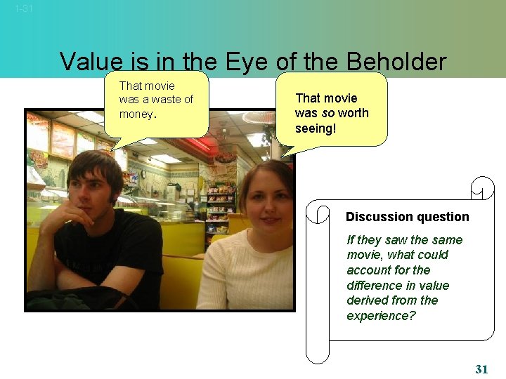 1 -31 Value is in the Eye of the Beholder That movie was a