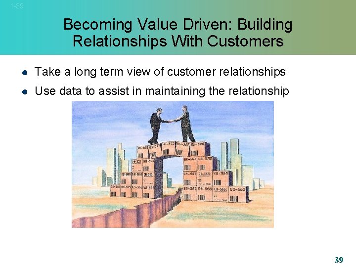 1 -39 Becoming Value Driven: Building Relationships With Customers l Take a long term