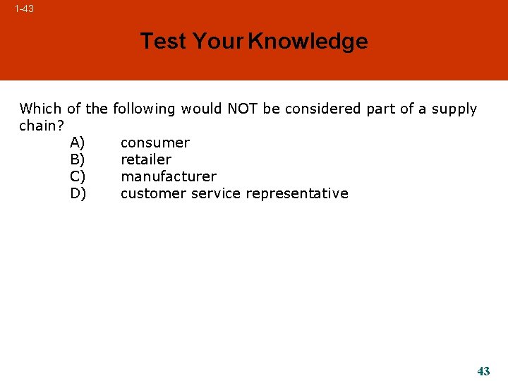 1 -43 Test Your Knowledge Which of the chain? A) B) C) D) following