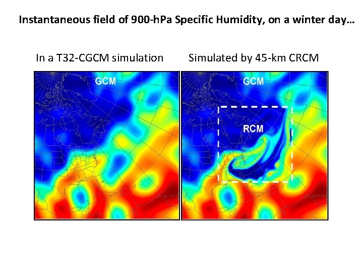 Instantaneous field of 900 -h. Pa Specific Humidity, on a winter day… In a